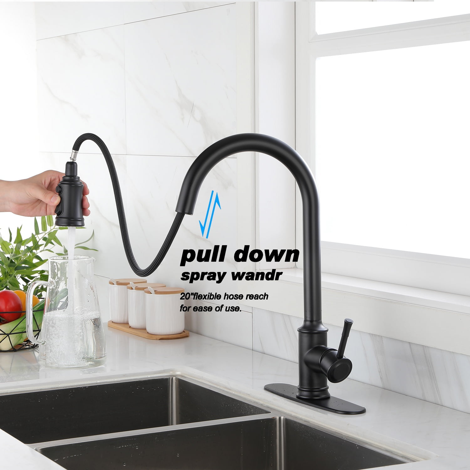 Izzovium Touch Kitchen Faucet with Pull Down Sprayer, 360° Swivel Matte Black Stainless Steel Faucet, Single Lever Handle, Touch Control for Easy Operation