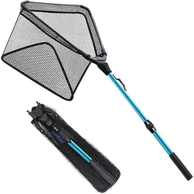 SAN LIKE Fishing Nets Collapsible Telescoping Landing Nets Rubber Coating Mesh Foldable Net for Freshwater Saltwater