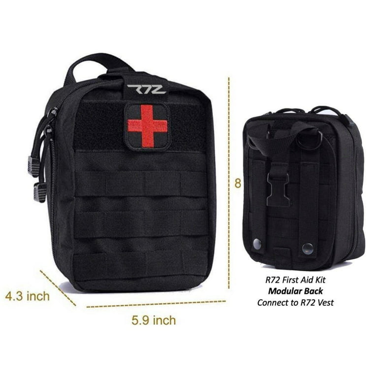 Kitgo Small First Aid Kit 170 Piece - Waterproof Compact Mini Emergency Trauma Kit for Home, Travel, Camping,Car -Black