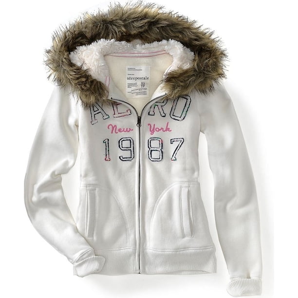 Sudadera con Capucha y cremallera completa Aeropostale para mujer Blanco Grande