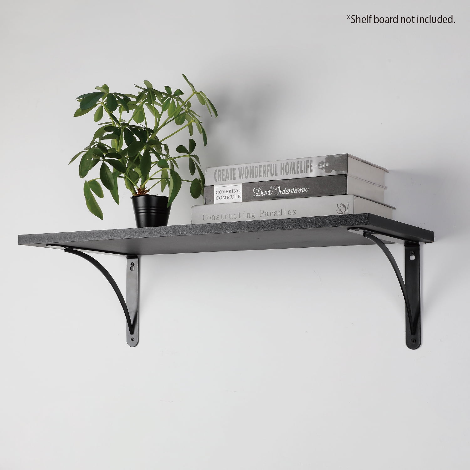 Hyper Tough 9" X 6.5" Curved Shelf Bracket, Black, 4-Pack