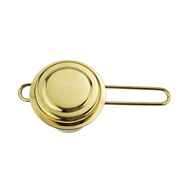 Infusor de té de acero inoxidable con asa para teteras, tazas y vasos (dorado)