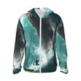 thumbnail image 1 of Balery Veste à Capuche Protection Solaire UPF 50+ Motif Requin de Surf Légère à Manches Longues pour Femmes Hommes avec Poche Randonnée Extérieur-3TG, 1 of 7