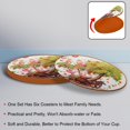 thumbnail image 4 of Coconut Jujube Tree 6pcs Microfiber Leather Round Car Coasters, 11x11 cm/4.3x4.3 in, Cup Holder Mats for Car, Set of 6 Absorbent Drink Coasters, 4 of 6
