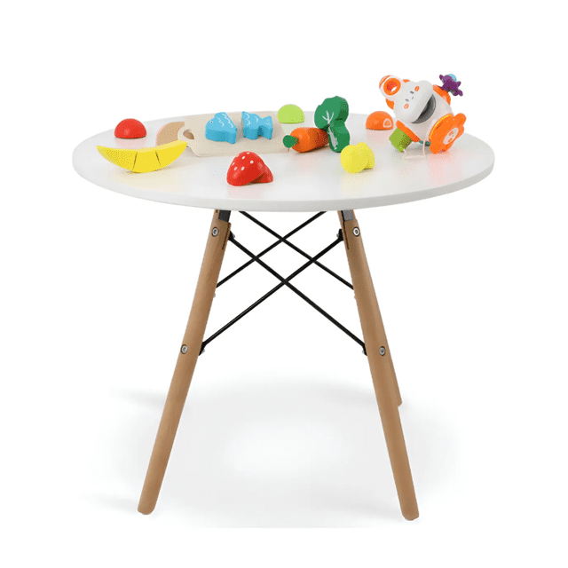 Mesa para niños Redonda | Mesa Redonda Blanca para Comedor y para Actividades Infantiles | Decoración de MDF, Patas de Madera Ideal para niños y niñas