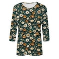 thumbnail image 5 of CYMMPU Women's Floral Printed 3/4 Length Sleeve Summer Fall Crewneck Business Work Blouses Trendy Tunic Tops Casual Shirts Basic Tees 2025 Clothes Multicolor XXXL, 5 of 5
