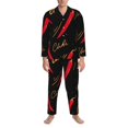 thumbnail image 3 of Fotbe Hot Chili Pijama de Hombre con Estampado de Manga Larga, Conjunto de 2 Piezas, Ropa de Dormir Suave y Cómoda con Bolsillos-Large, 3 of 7
