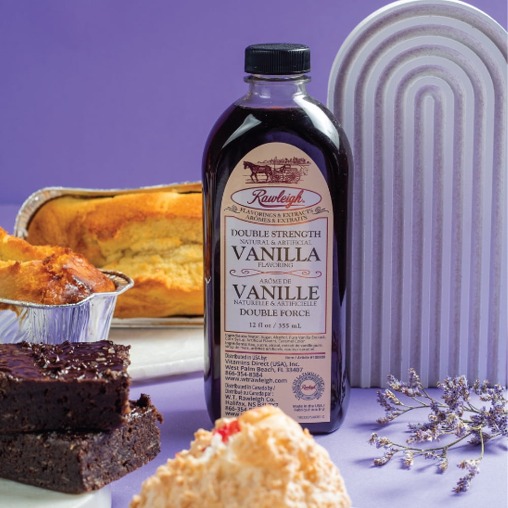Rawleigh Double Strength Vanilla Flavoring for Baking & Desserts, 3 Bottles of 12 fl oz