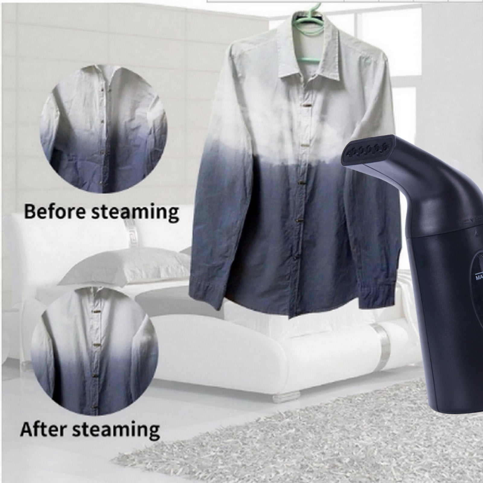 Gnmfd Handheld Travel Garment Steamer for Clothes Wrinkle Remover, Portable Mini Steam Iron for Home Hotel Curtains Dresses Shirts Bedding, Powerful Quick Heating Travel Use