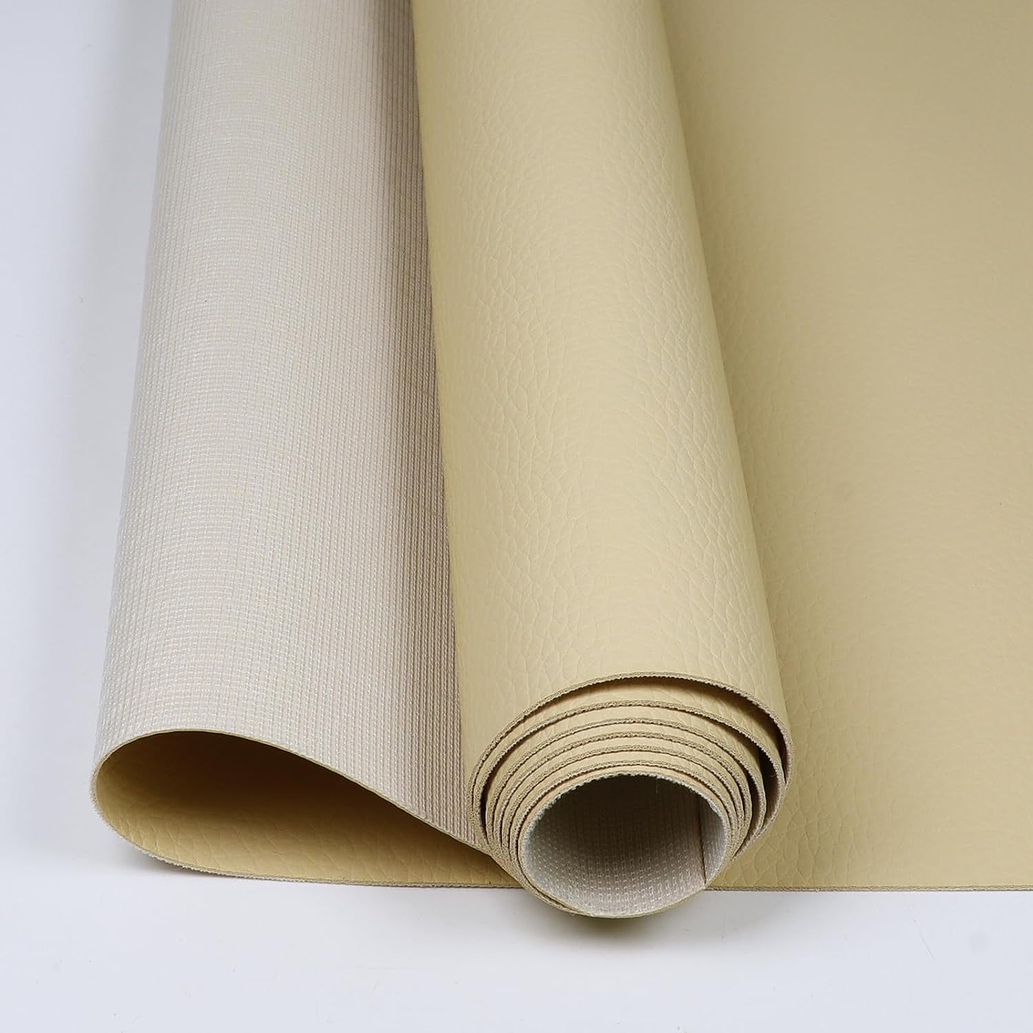 Vinyl Marine Synthetic Leather Fabric - 55"W Waterproof Vinyl Material 0.6mm Thick Soft Upholstery Leather Sheets for Car Headliner Furniture Sofa Boat Replacement Renovate - Beige