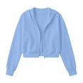 thumbnail image 5 of Womens Zip Up Hoodies Cropped Jackets Fall Clothes 2026 Casual Lightweight Long Sleeve Cropped Sweatshirt(Light Blue,M), 5 of 6