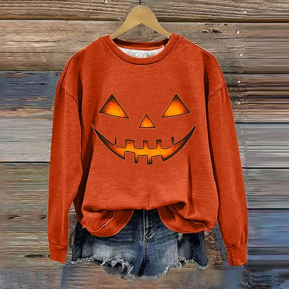 Black*Friday Chaoheng Women's Fashion Hoodies & Sweatshirts Women's Halloween Pattern Casual Crewneck Pullover,Loose Long Sleeve Streetwear Womens Fall Tops 2025