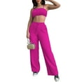thumbnail image 3 of Coduop Women 2 Piece Outfit Set Sleeveless Sling Cami Top Pleated Pants Suit Matching Lounge Set, 3 of 8
