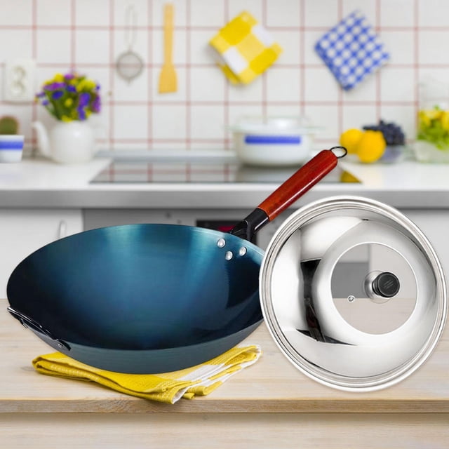 Elodie Iron Wok Pan Chef Multifunctional Chinese Wok for Kitchen Restaurant Cooking Pot Diameter 30cm