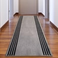 thumbnail image 5 of Playa Rug Custom Size Stripes Border Design Black&Gray Color Non-Slip Rubber Backing- 31 Inch WidexYour Choice of Length Runner Rug 28 Feet, 5 of 5