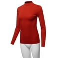 thumbnail image 5 of A2Y Women's Basic Solid Soft Cotton Long Sleeve Mock Neck Top Shirts Junior Fit Dark Red S, 5 of 6