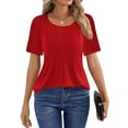thumbnail image 3 of Fantaslook Blouses for Women Pleated Short Sleeve Tunic Tops Dressy Casual Summer Shirts, 3 of 9