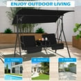 thumbnail image 3 of Resenkos Porch Swing, Porch Swing Chair with Adjustable Canopy-Black, Hanging Outdoor Porch Swings for Garden, Backyard, 3 of 9