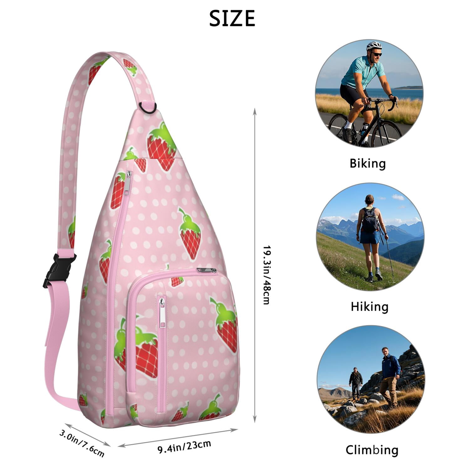 Fruity Strawberry Lover Fanny Pack – Water-resistant & Compact, Cute Berry Print, Perfect for Concerts, Travel & Outings