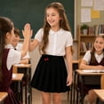 thumbnail image 5 of School Uniform Skirts Solid Bow Embroidery Pleated Mini Skirt High Waist Tennis Skirts, 5 of 5