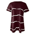 thumbnail image 5 of Wycnly Shirts for Women Plus Size Classic Breathable Loose Pullover Tops Summer Casual Crewneck Short Sleeve Striped Print Ladies Blouses Wine m, 5 of 6