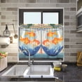thumbnail image 4 of Yayeee Kitchen Curtains Tier Pair Light Filtering 27"x24" Rod Pocket Short Cafe Window Panel, Blue Goldfish Bowl, 4 of 7