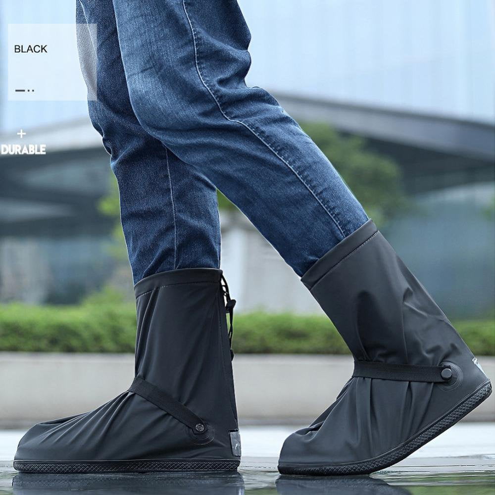 Couvre-chaussures Imperméables Longs Taille XL - Noir Avec Bandes Réfléchissantes - Antidérapant, Réutilisable Pour Pluie, Neige, Boue