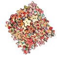 thumbnail image 4 of Multi colores forma de estrella aleatoria 2 agujeros botón de madera Floral hecho a mano manualidades accesorios de costura 50 piezas Advancent JJ18697-00, 4 of 6