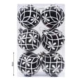 thumbnail image 3 of harmtty Xmax 6Pcs Christmas Balls White Black Strip Hand-painted 6cm/8cm with Hanging Rope Home Decoration Festive Ornament Balls 6 cm A, 3 of 6