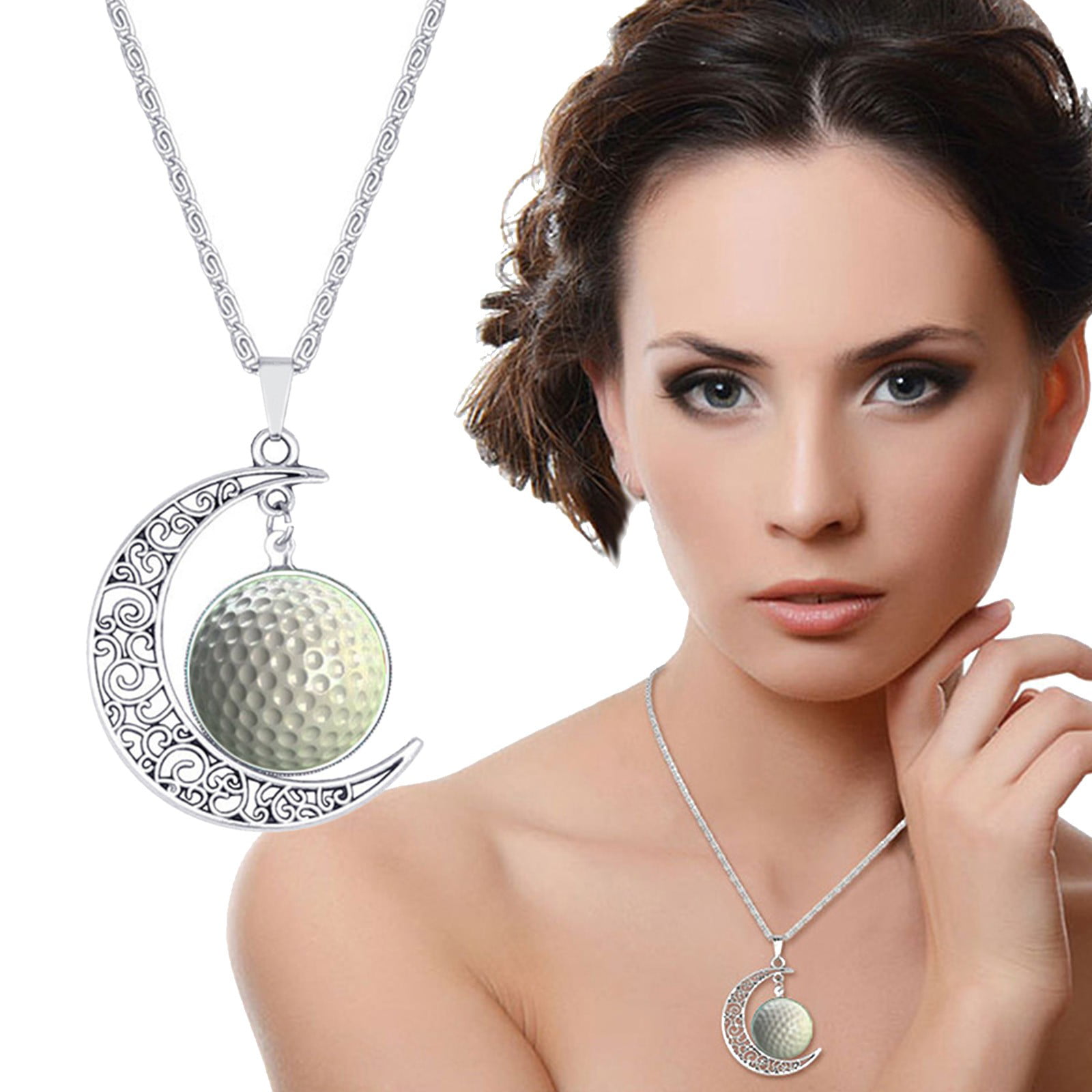 Silver necklace for women with basketball player figure in jordan pose BB06  – Winners Jewerly