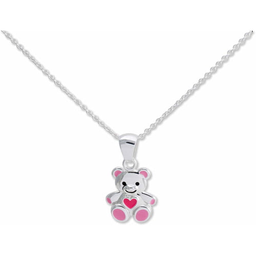 Retro Flower Bear Pendant 925 Sterling Silver Bead Chain Necklace Womens Jewelry 