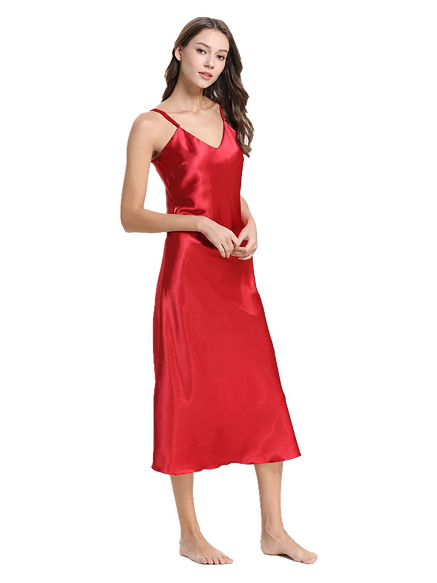 strappy satin gown