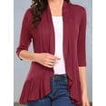 thumbnail image 4 of Women'S Three-Quarter Sleeve Casual Cardigan, Fashionable Front Open Cardigan Wine Red S, 4 of 5