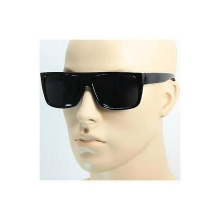 Mens Celebrity Eyewear Flat Top Rectangular Sunglasses Black Lens Frame Fashion