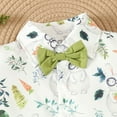 thumbnail image 6 of Toddler Baby Boy Easter Shorts Set Cartoon Print Shirt Short Sleeve Button Down Top Solid Shorts Summer Outfit, 6 of 9