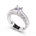 thumbnail image 6 of Blue Jewel Brilliant 1.7 Ct Round Cut Diamond Ring - Silver 14K White Gold Plated Ring - Hidden halo with Milgrain Diamond Rings for Her - Decorative Technique Milgrain Diamond Rings for Women's, 6 of 11