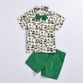 thumbnail image 2 of BJUTIR Toddler Kids Baby Boys Short Sleeve Cartoon Print Shirt Tops Solid Shorts Pants With Bowknot Outfit Set 3Pcs For 5-6 Years, 2 of 9