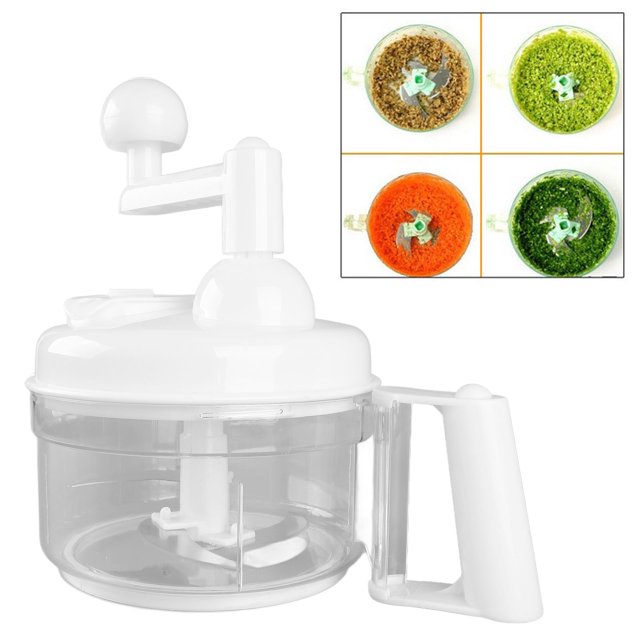 Hand Cranked Veggie Chopper, White Vegetable Chopper Detachable Low Noise for Kitchen
