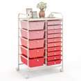 thumbnail image 2 of Gymax 15 Drawer Rolling Storage Cart Opaque Multicolor Drawers Home Organizer Mixed Pink, 2 of 10