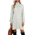 thumbnail image 2 of Fznquz Gris Robes de Printemps pour Femmes Tricot à Manches Longues Robe Chandail Décontractée 2026 Demi-Fermeture Éclair Robe pour Femmes, 2 of 5