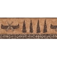 thumbnail image 2 of Arbres de Bateau de Rangée Noire Vintage sur le Design Rétro de Bordure de Papier Peint Brun, Rouleau 15' x 9", 2 of 3