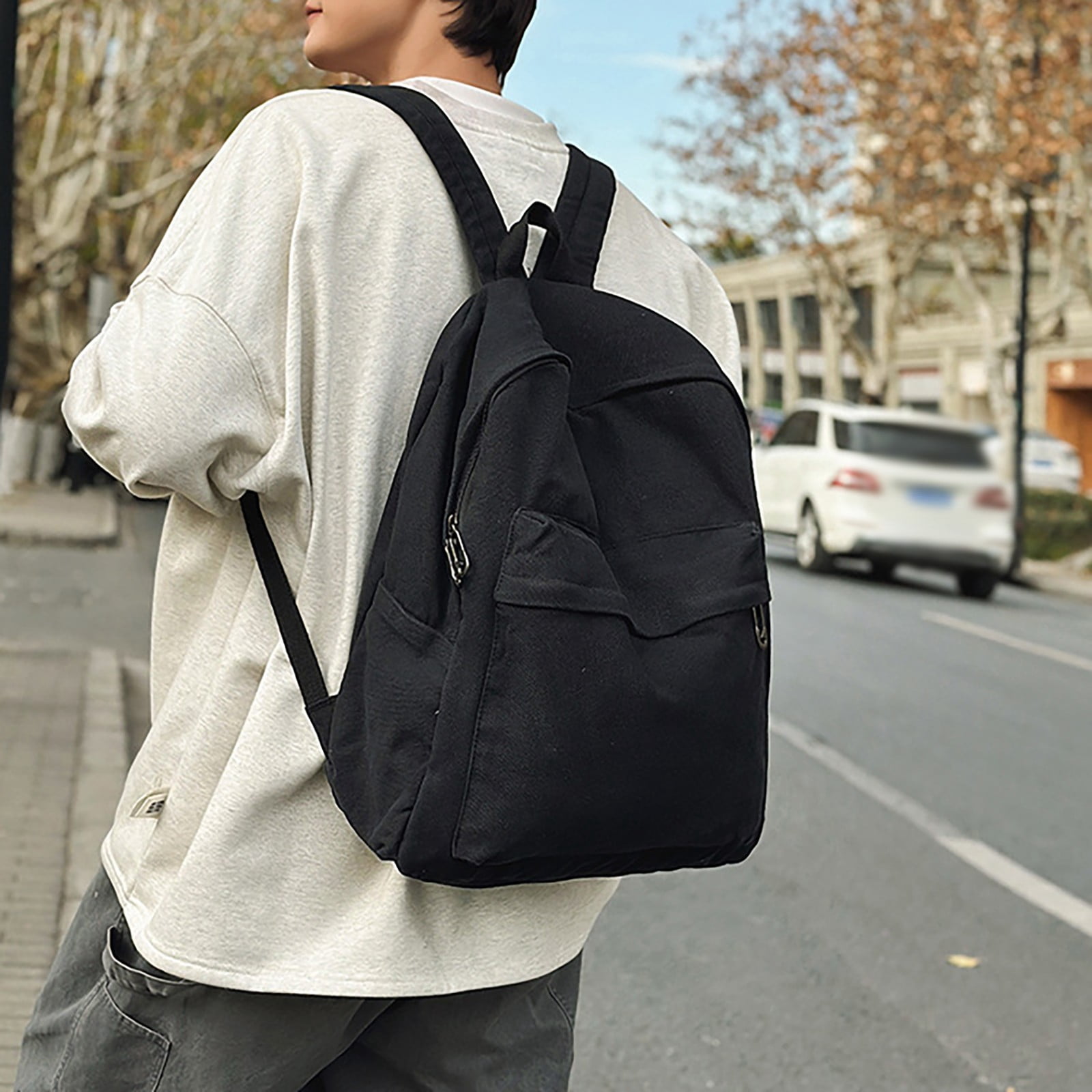Water Resistant Canvas Backpack Daypack Travel School Bookbag Lightweight Casual Canvas Backpack Lightweight Waterproof School Bag  main image 4
