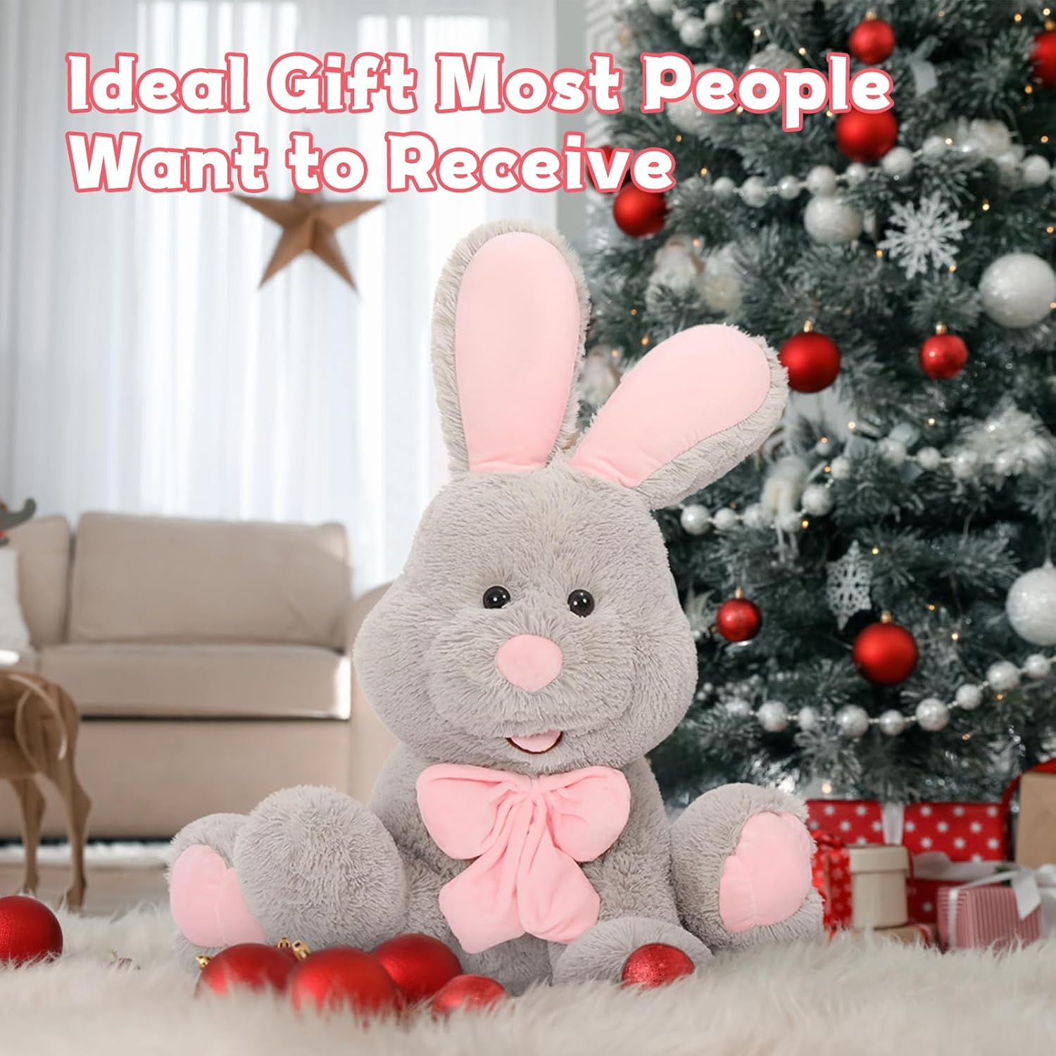 Stuffed Animal Easter Rabbit Toy Plush, Animal Pillow for Children, 19.6 inches