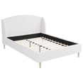 thumbnail image 2 of GDF Studio Retro Boucle Upholstered Queen Bed, Platform Bed with Wingback Headboard, White, 2 of 8