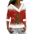 thumbnail image 2 of Odbmxy Christmas Tshirt Women's 3/4 Sleeve Tee Shirts for Women Fashion Pullover Leisure Graphic Relaxed Fit Red Tops, 2 of 3