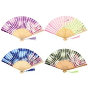 4Pcs Chinese Folding Fan Elegant Hand Fan Photo Prop Dancing Fan for Decor