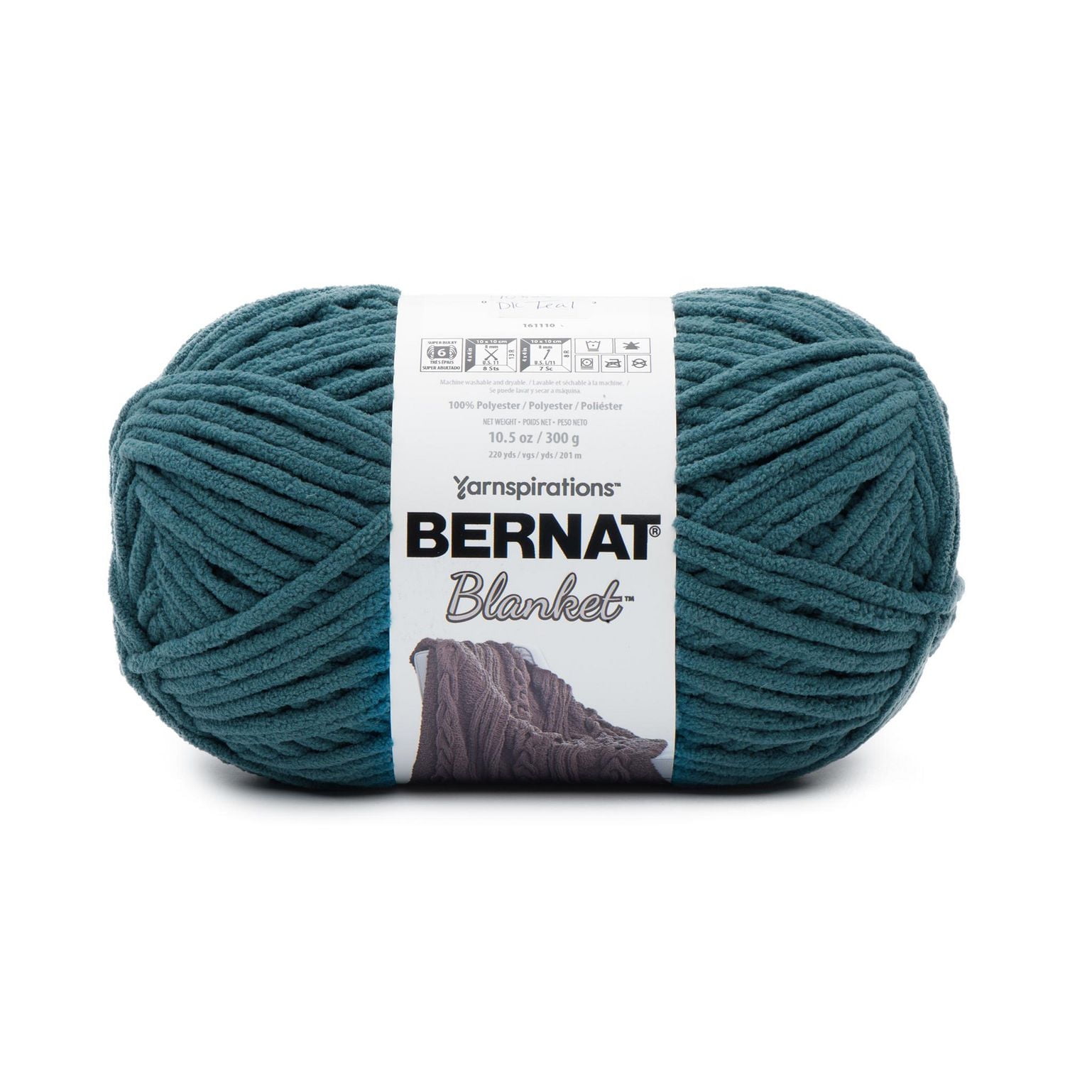 Bernat® Blanket Extra Thick™ #7 Jumbo Polyester Yarn, Dark Teal 21.2oz/600g 72 Yards, Polyester #6 Super Bulky Yarn