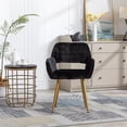 thumbnail image 3 of KCC Dining Chair Faux fur Side Chair Modern Padded Armchair Fluffy Accent Chair with Golden Metal Leg for Living Room Dining Room Bedroom, Black, 3 of 6