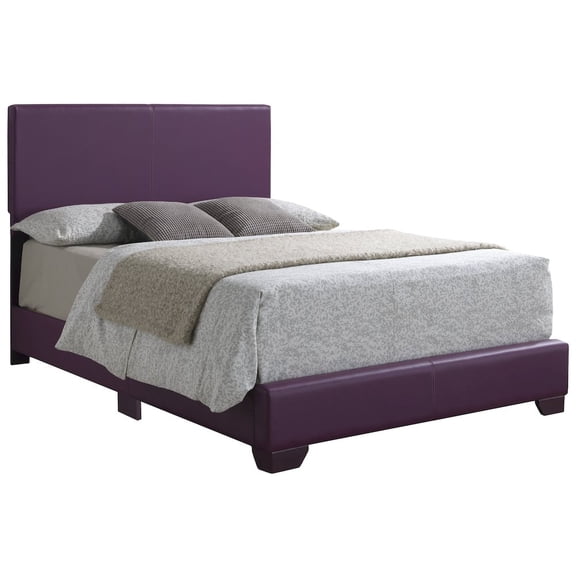 Glory Furniture Aaron Upholstered Full Bed with Foundation and Mattress, Purple