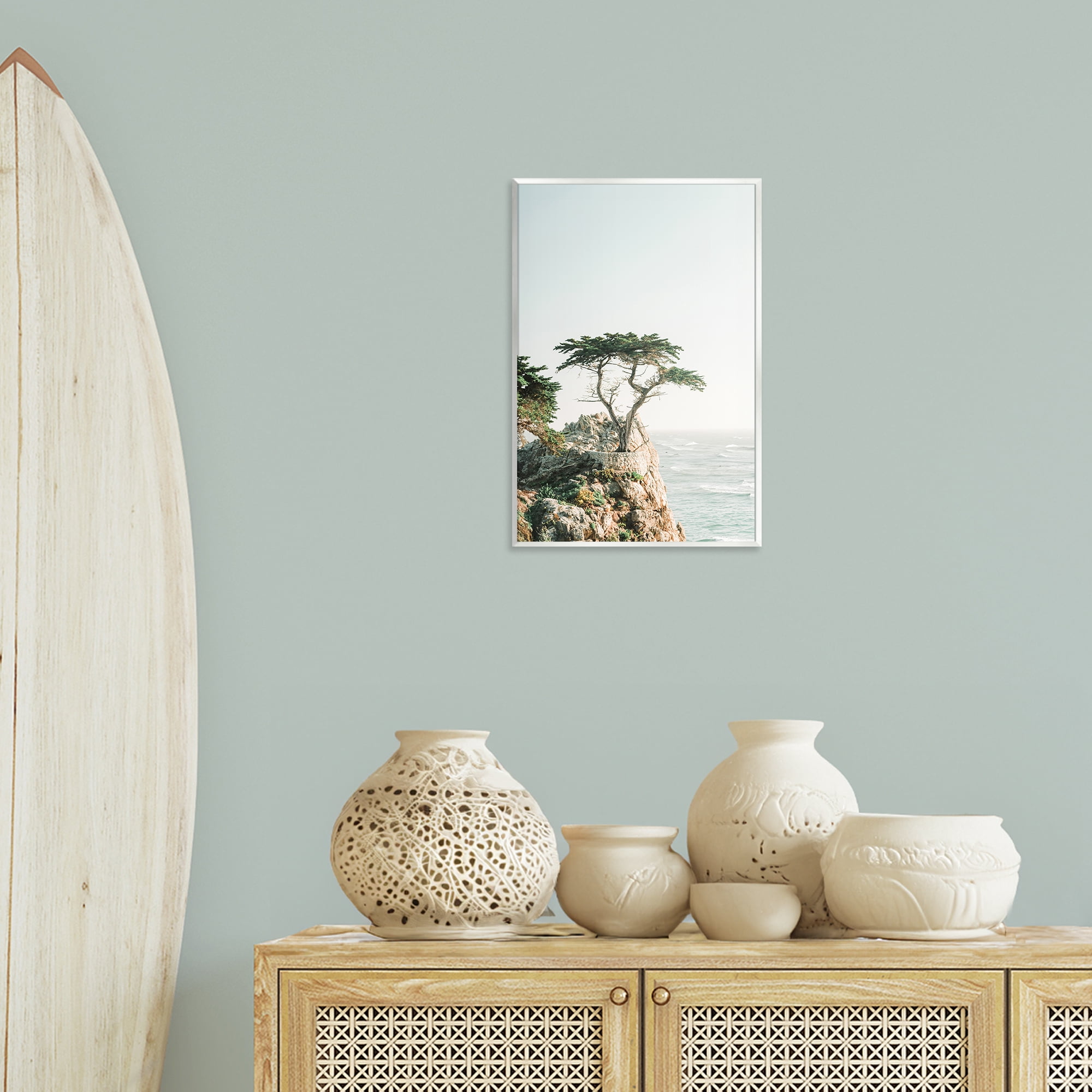 Stupell Industries Tree on Beachside Cliff Nautical & Beach Photography Unframed Art Print Wall Art, 13 x 19